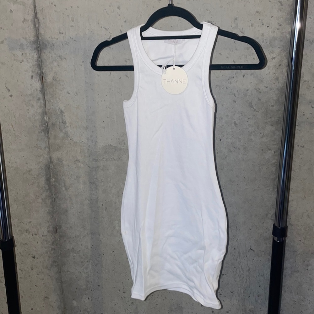 Thanne White Ribbed Mini Dress